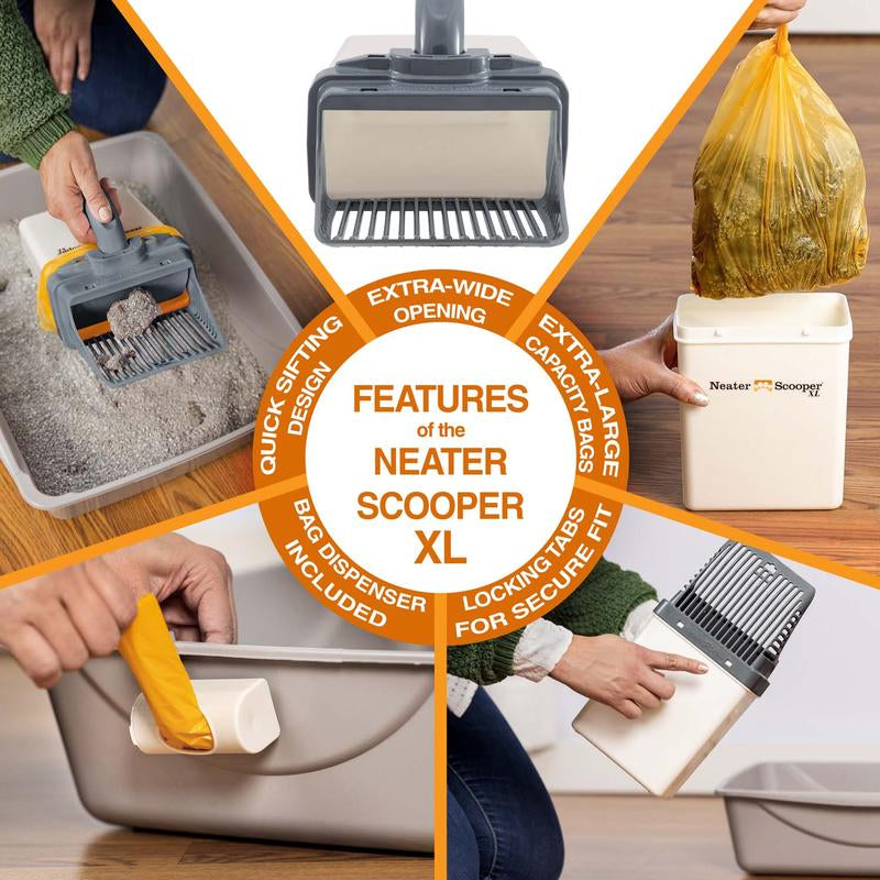 Neater Pets Neater Scooper XL, Scoop-To-Bag Cat Litter Scoop, No-Mess, Less Dust, Includes Bags & Dispenser